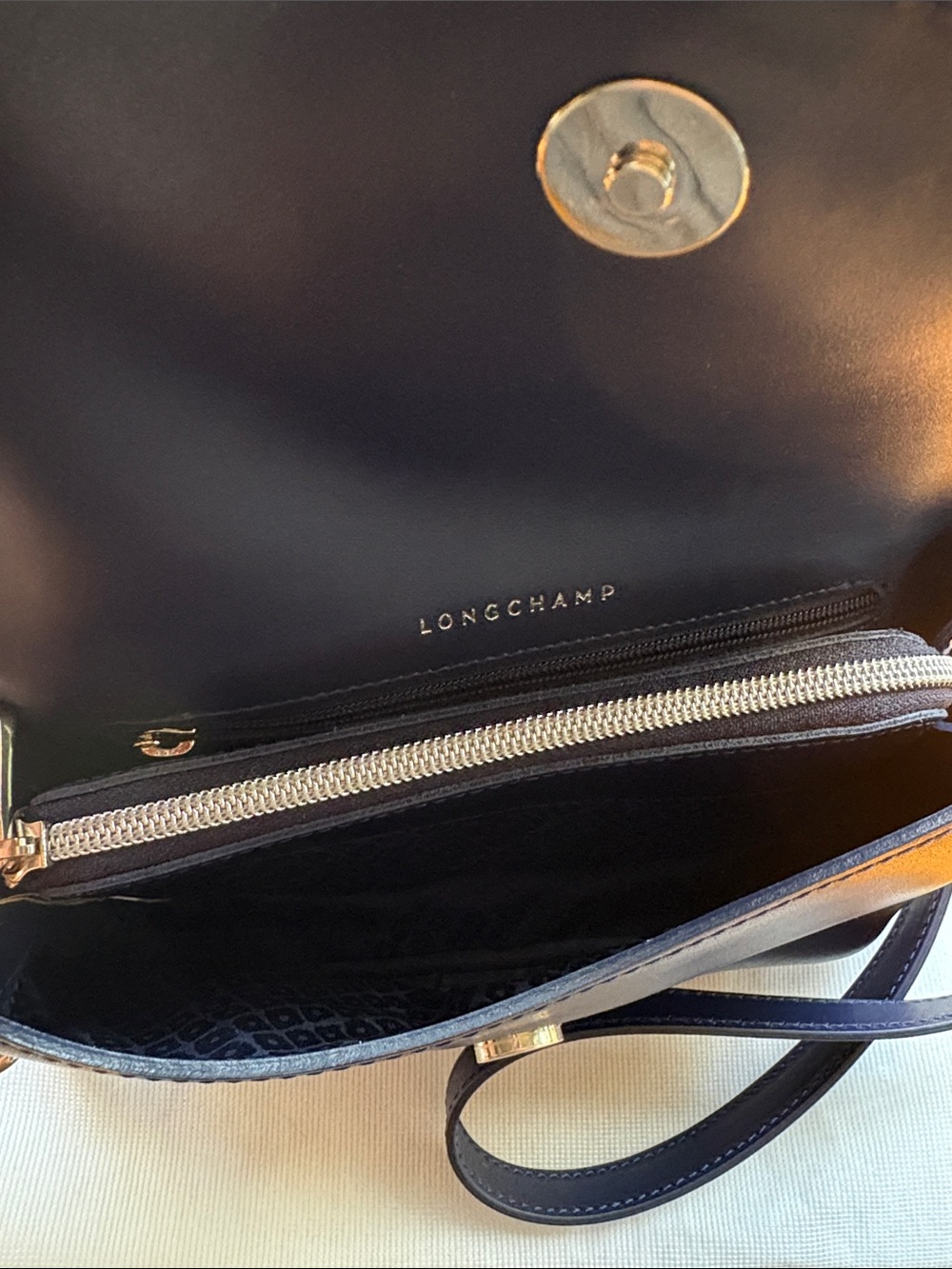 Navy Longchamp Honoré Handbag - Picture 3 of 4